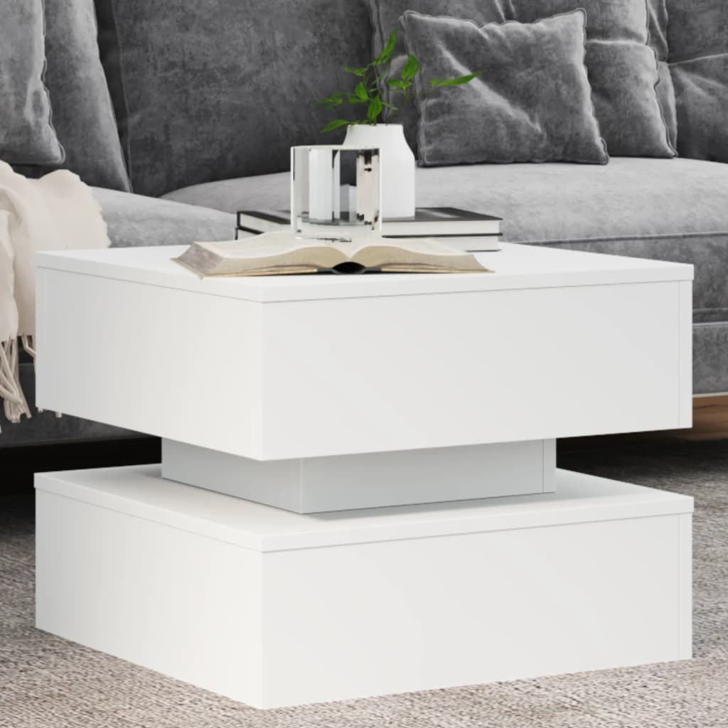 VidaXL Salontafel met LED-verlichting 50x50x40 cm wit
