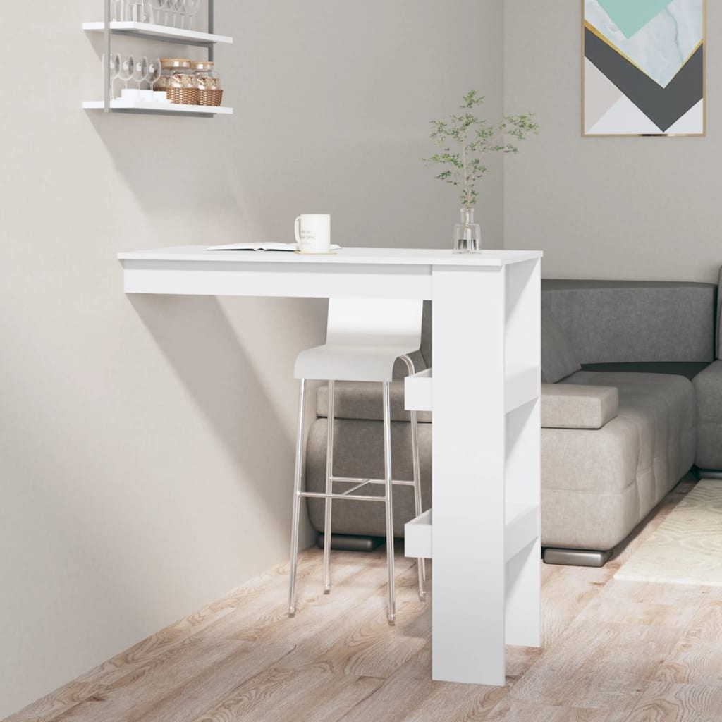 VidaXL Bartafel wandgemonteerd 102x45x103,5 cm hout hoogglans wit