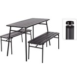 VidaXL 3-delige Tuintafel en bankenset staal grijs