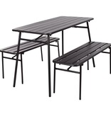 VidaXL 3-delige Tuintafel en bankenset staal grijs
