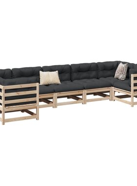 vidaXL 7-delige Loungeset met kussens massief grenenhout