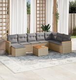 vidaXL 9-delige Loungeset met kussens poly rattan beige