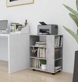 VidaXL Kast verrijdbaar 60x35x75 cm spaanplaat betongrijs
