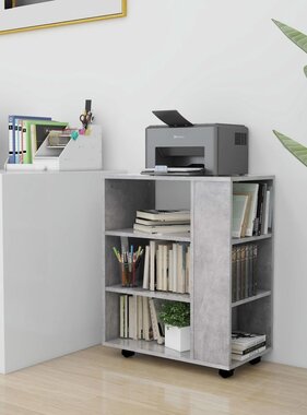 VidaXL Kast verrijdbaar 60x35x75 cm spaanplaat betongrijs
