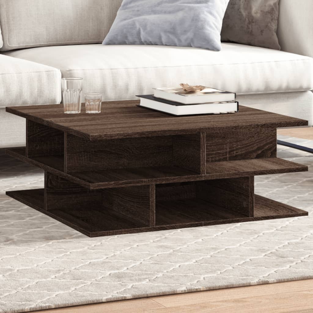 VidaXL Salontafel 70x70x29 cm bewerkt hout bruin eikenkleur