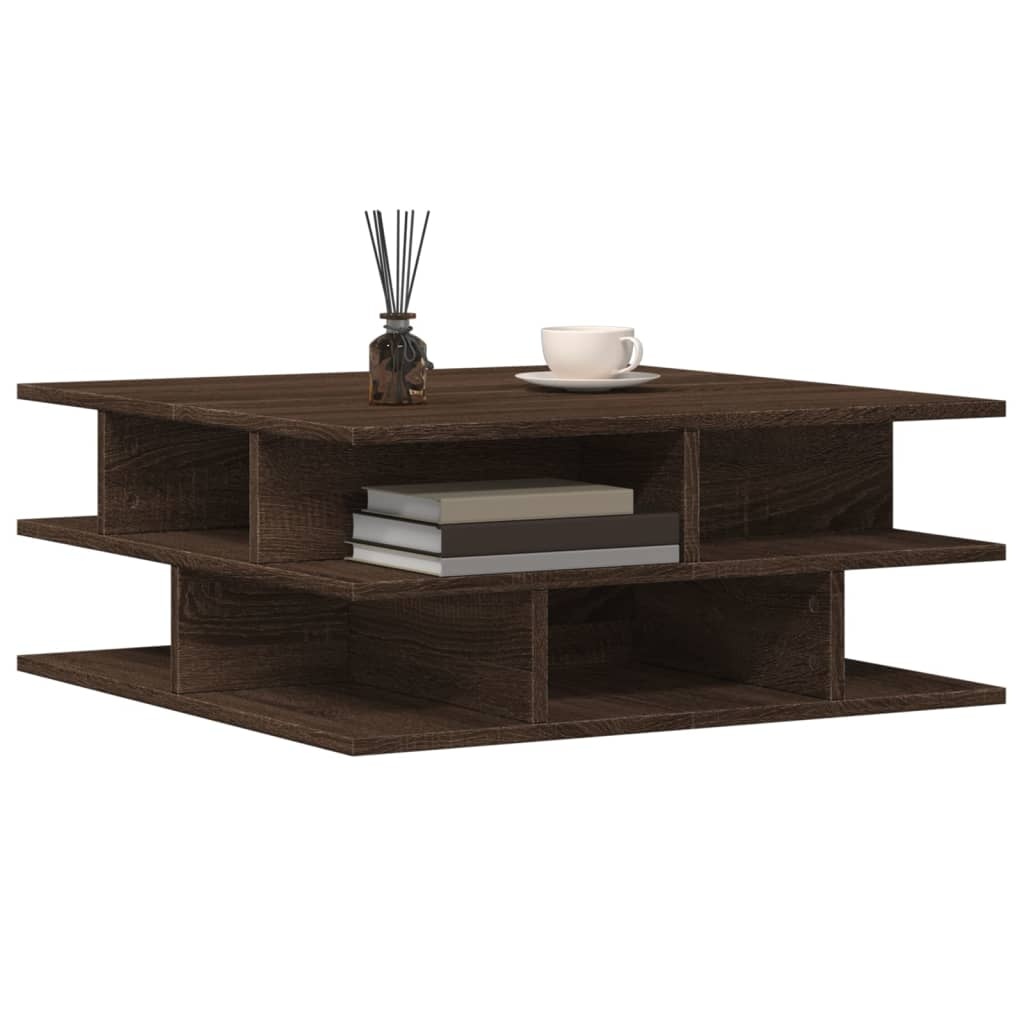 VidaXL Salontafel 70x70x29 cm bewerkt hout bruin eikenkleur