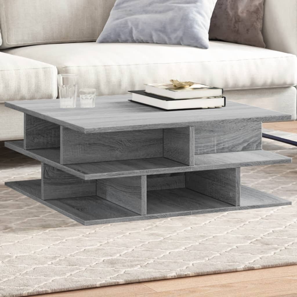 VidaXL Salontafel 70x70x29 cm bewerkt hout grijs sonoma