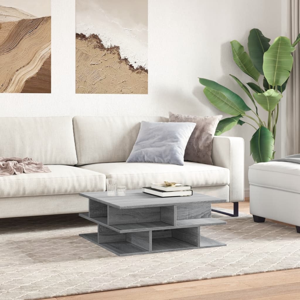 VidaXL Salontafel 70x70x29 cm bewerkt hout grijs sonoma