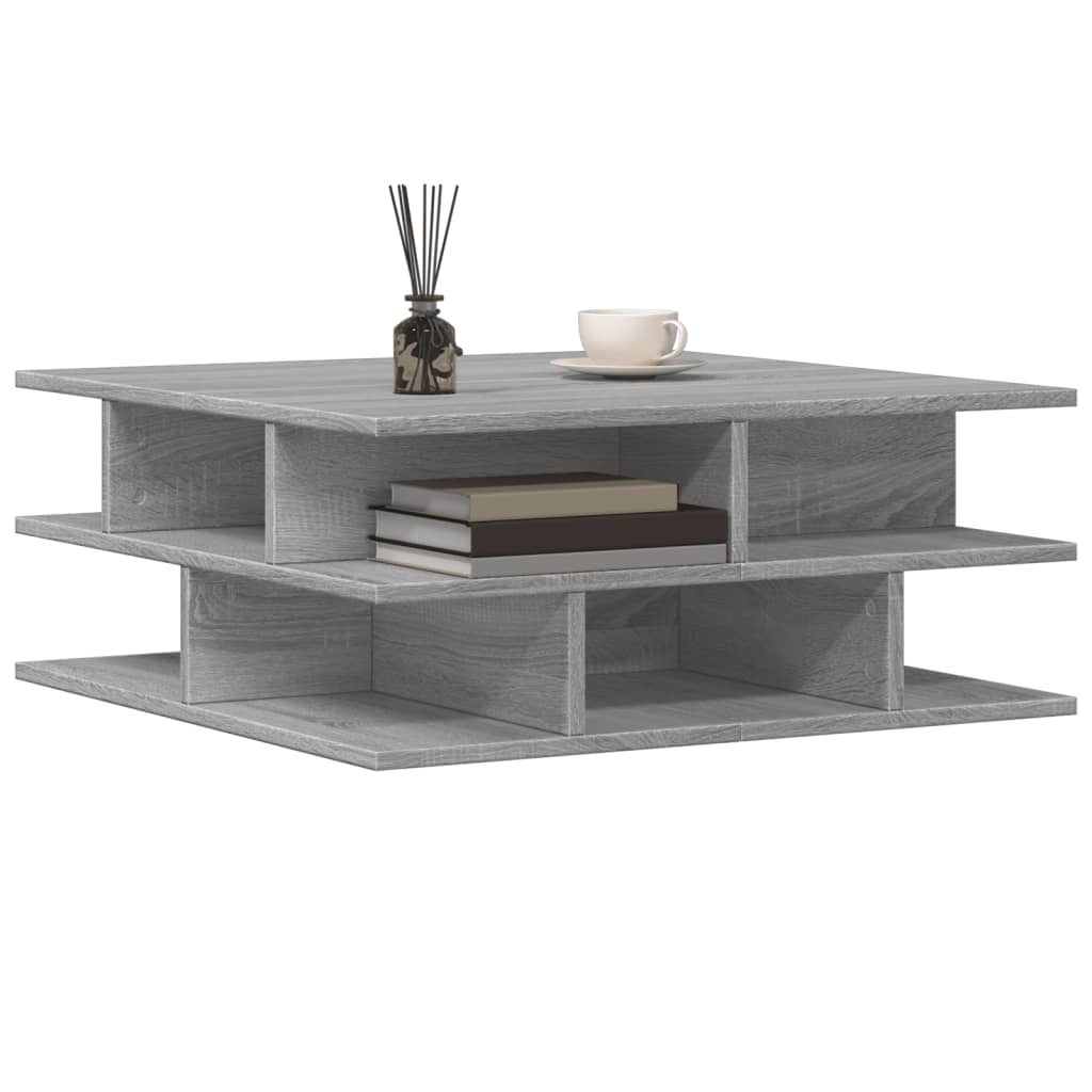 VidaXL Salontafel 70x70x29 cm bewerkt hout grijs sonoma