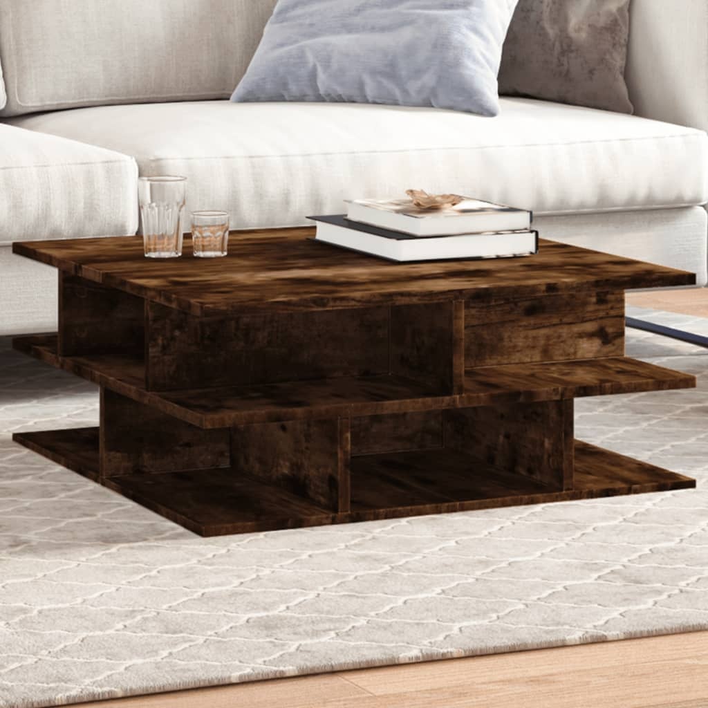 VidaXL Salontafel 70x70x29 cm bewerkt hout gerookt eikenkleurig