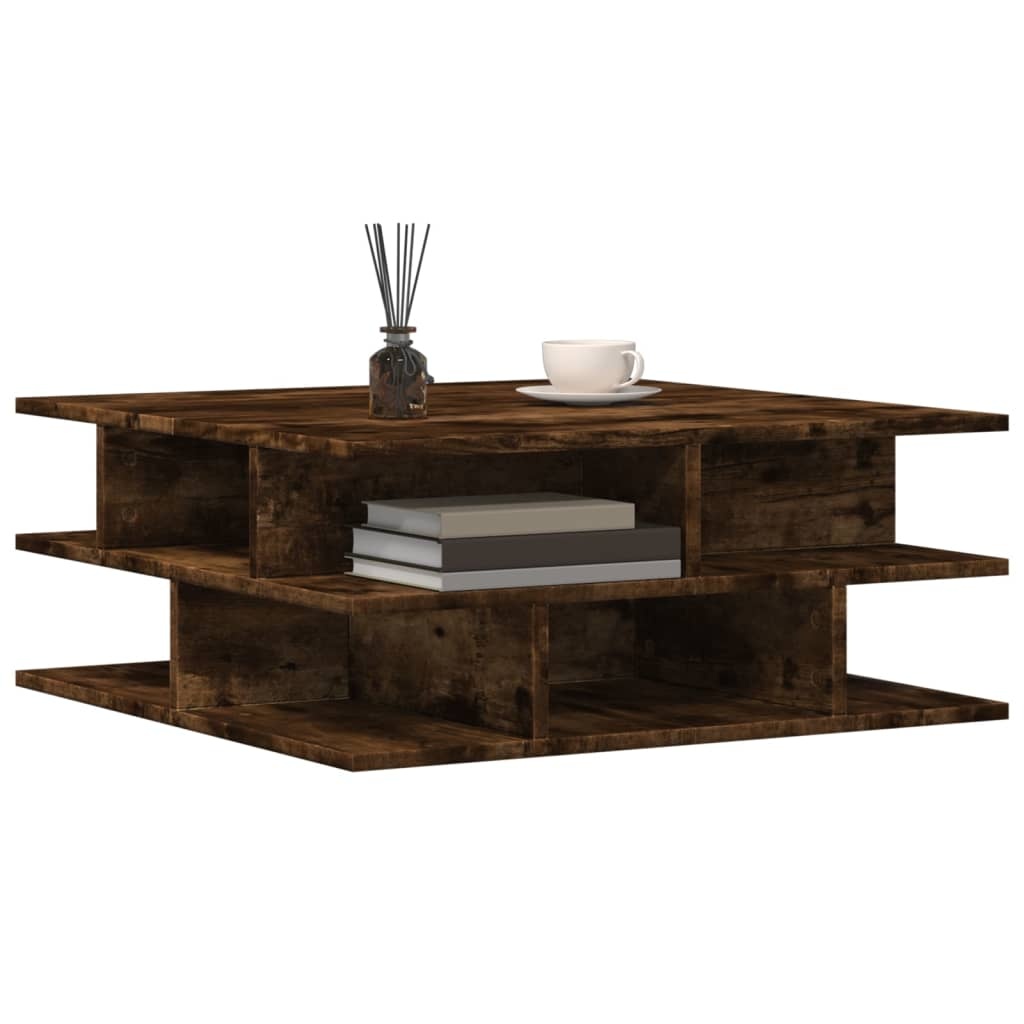 VidaXL Salontafel 70x70x29 cm bewerkt hout gerookt eikenkleurig