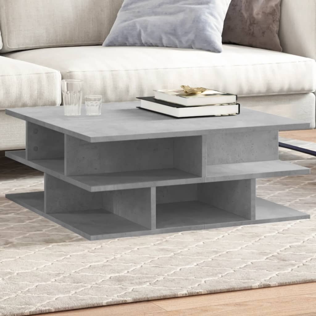 VidaXL Salontafel 70x70x29 cm bewerkt hout betongrijs