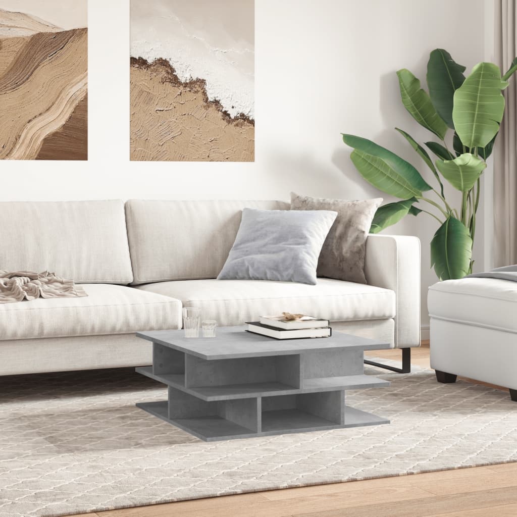 VidaXL Salontafel 70x70x29 cm bewerkt hout betongrijs