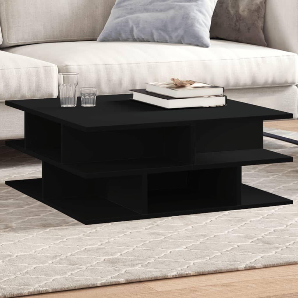 VidaXL Salontafel 70x70x29 cm bewerkt hout zwart
