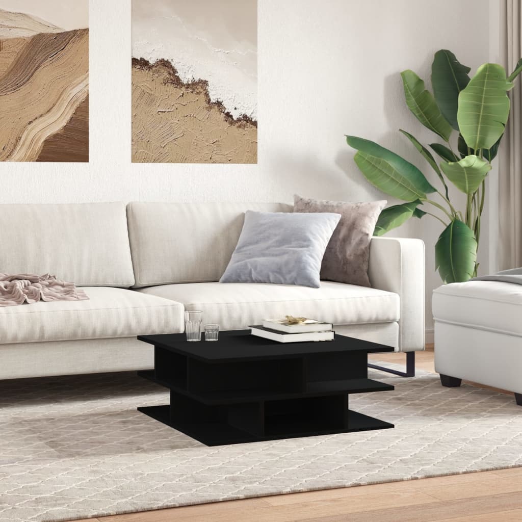 VidaXL Salontafel 70x70x29 cm bewerkt hout zwart