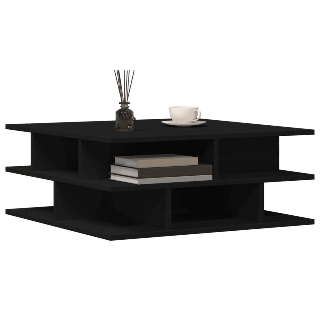 VidaXL Salontafel 70x70x29 cm bewerkt hout zwart