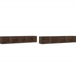 VidaXL Wandkasten 2 st 99x18x16,5 cm bewerkt hout bruin eikenkleur
