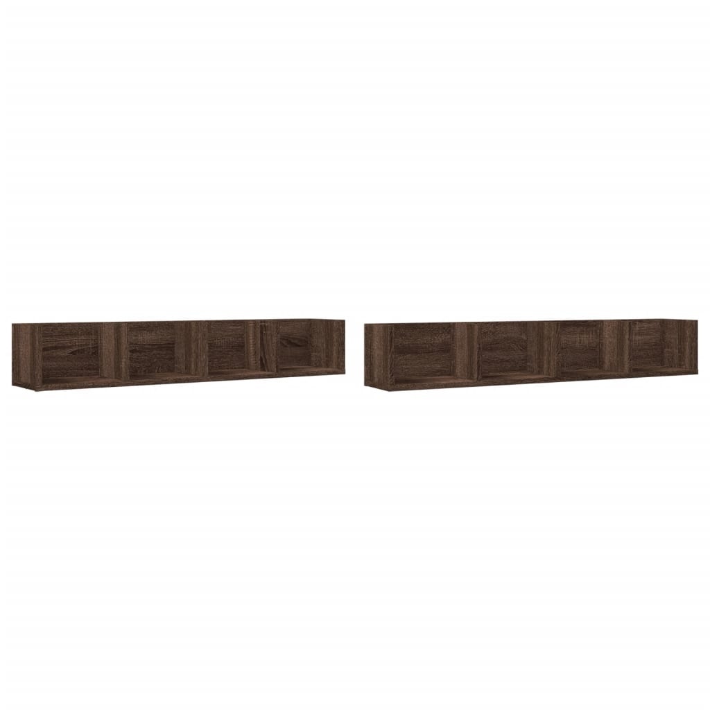 VidaXL Wandkasten 2 st 99x18x16,5 cm bewerkt hout bruin eikenkleur