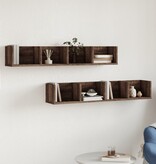 VidaXL Wandkasten 2 st 99x18x16,5 cm bewerkt hout bruin eikenkleur