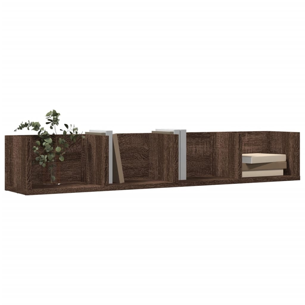 VidaXL Wandkasten 2 st 99x18x16,5 cm bewerkt hout bruin eikenkleur
