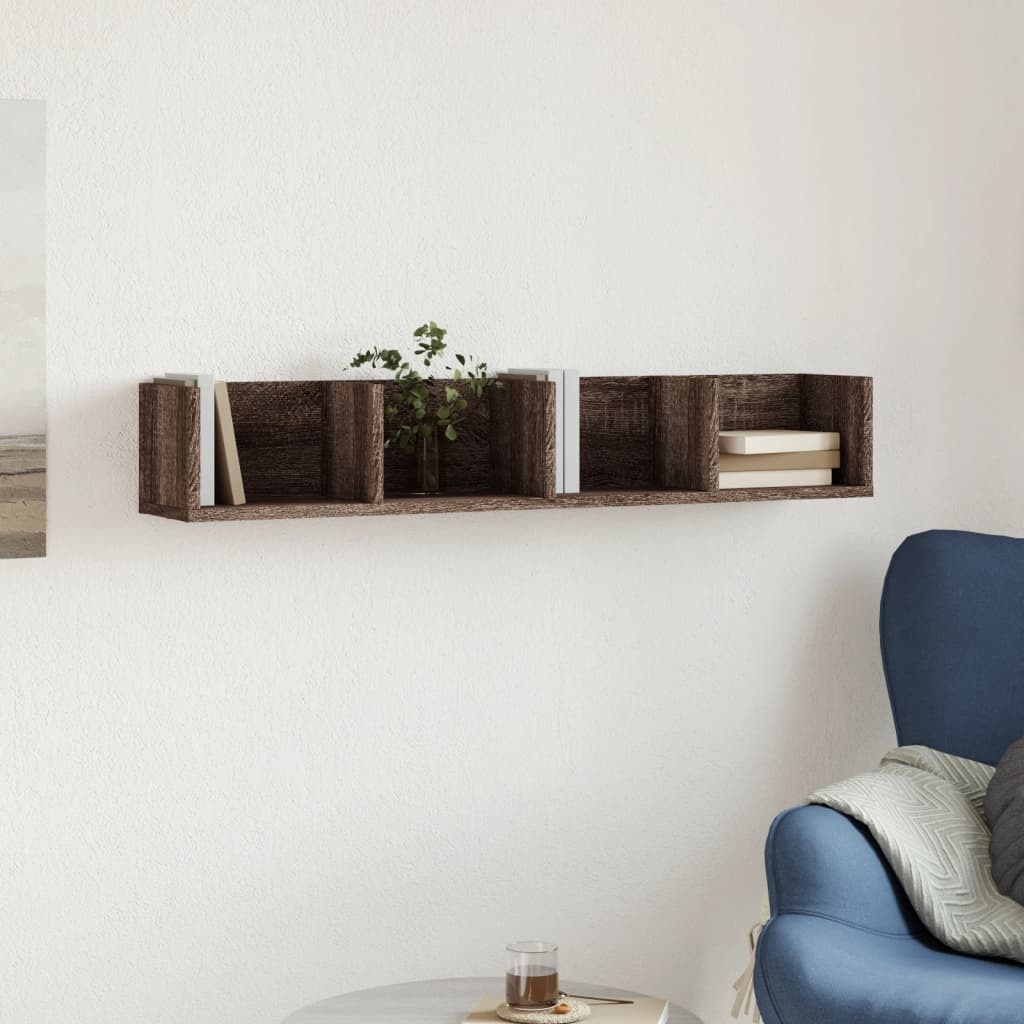 VidaXL Wandkast 99x18x16,5 cm bewerkt hout bruin eikenkleurig