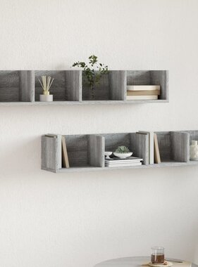 VidaXL Wandkasten 2 st 99x18x16,5 cm bewerkt hout grijs sonoma eiken