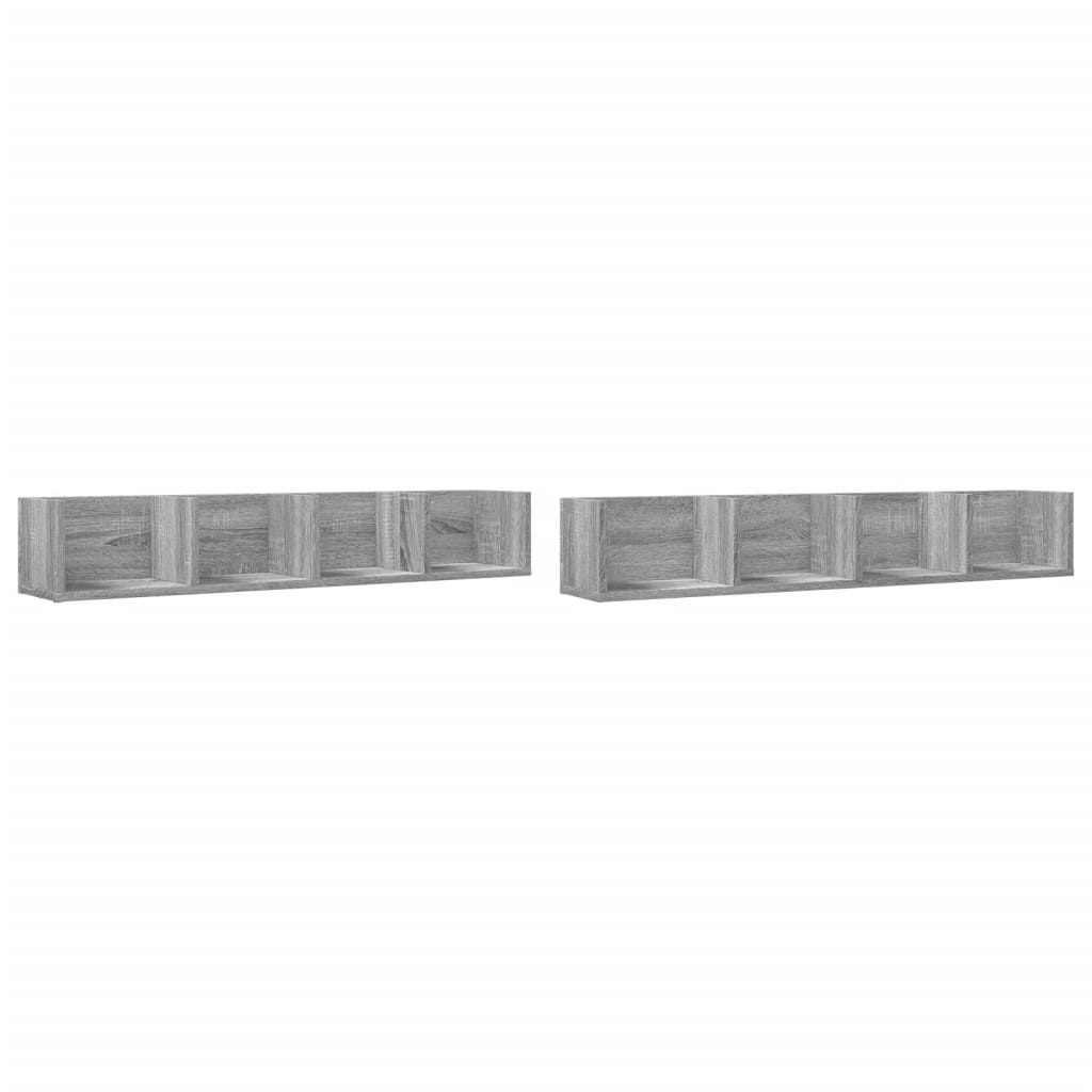 VidaXL Wandkasten 2 st 99x18x16,5 cm bewerkt hout grijs sonoma eiken