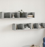 VidaXL Wandkasten 2 st 99x18x16,5 cm bewerkt hout betongrijs