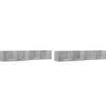 VidaXL Wandkasten 2 st 99x18x16,5 cm bewerkt hout betongrijs