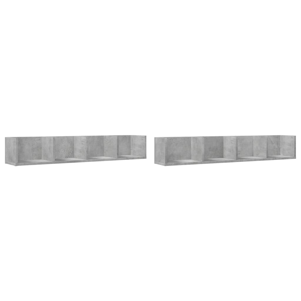 VidaXL Wandkasten 2 st 99x18x16,5 cm bewerkt hout betongrijs