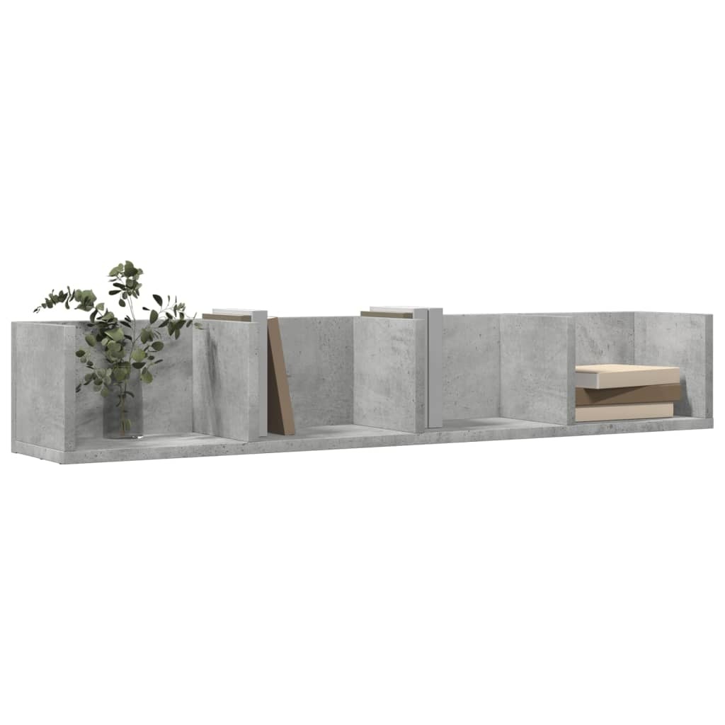 VidaXL Wandkasten 2 st 99x18x16,5 cm bewerkt hout betongrijs