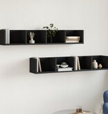 VidaXL Wandkasten 2 st 99x18x16,5 cm bewerkt hout zwart