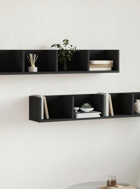 VidaXL Wandkasten 2 st 99x18x16,5 cm bewerkt hout zwart