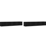 VidaXL Wandkasten 2 st 99x18x16,5 cm bewerkt hout zwart