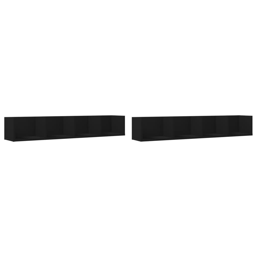VidaXL Wandkasten 2 st 99x18x16,5 cm bewerkt hout zwart