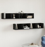 VidaXL Wandkasten 2 st 99x18x16,5 cm bewerkt hout zwart