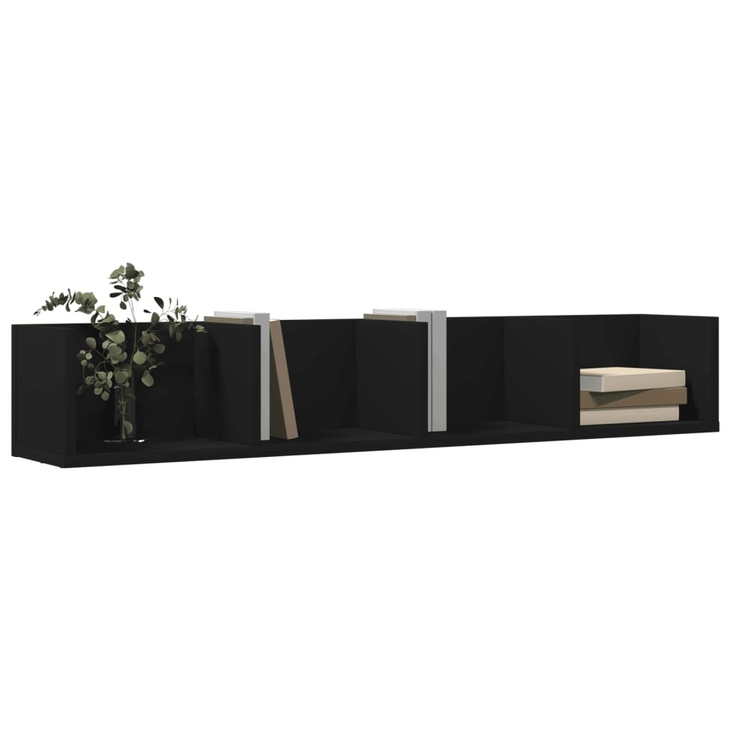 VidaXL Wandkasten 2 st 99x18x16,5 cm bewerkt hout zwart