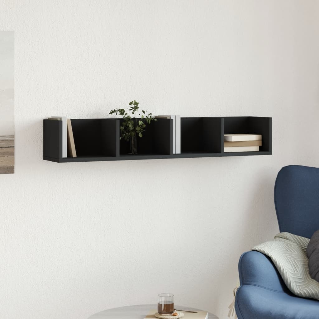 VidaXL Wandkast 99x18x16,5 cm bewerkt hout zwart