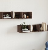 VidaXL Wandkasten 2 st 75x18x16,5 cm bewerkt hout bruin eikenkleur