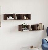 VidaXL Wandkasten 2 st 75x18x16,5 cm bewerkt hout bruin eikenkleur