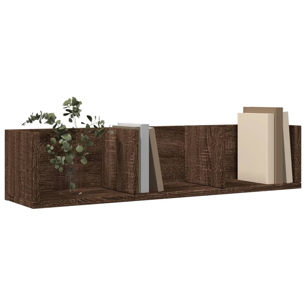 VidaXL Wandkasten 2 st 75x18x16,5 cm bewerkt hout bruin eikenkleur