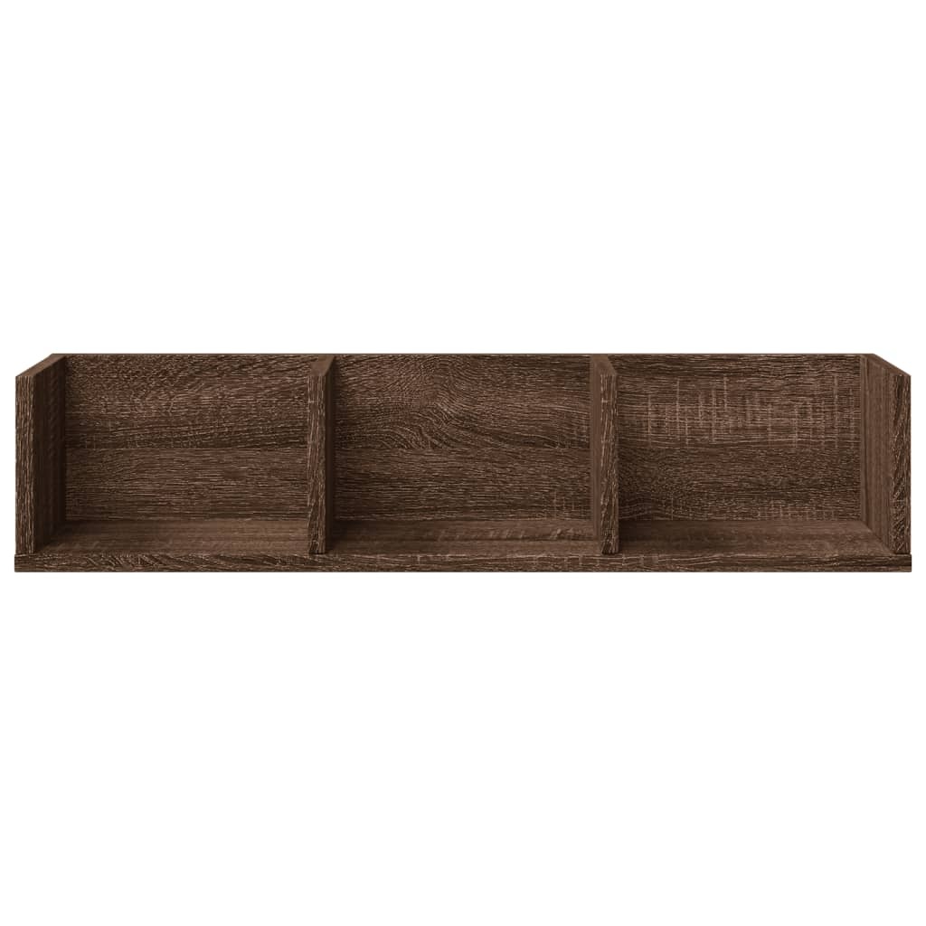 VidaXL Wandkasten 2 st 75x18x16,5 cm bewerkt hout bruin eikenkleur