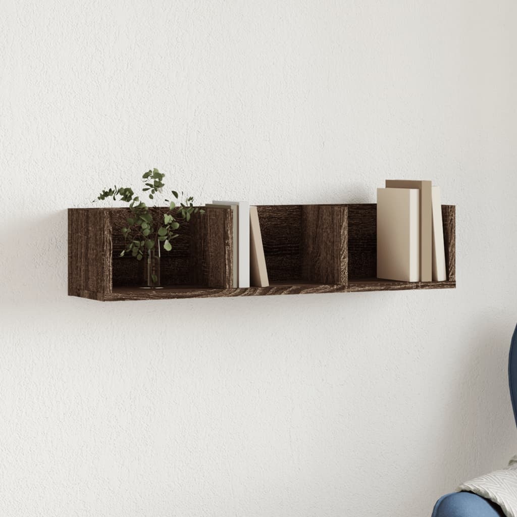 VidaXL Wandkast 75x18x16,5 cm bewerkt hout bruin eikenkleur