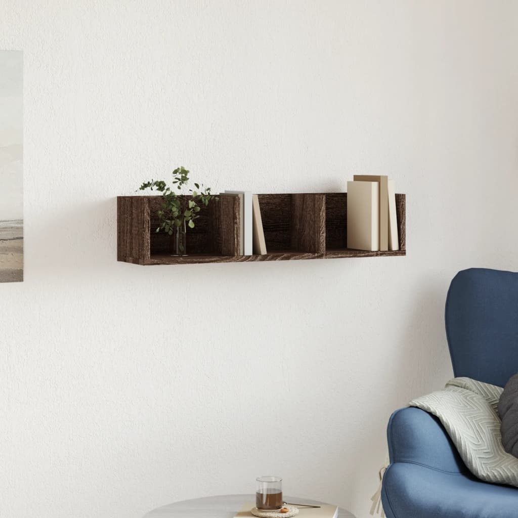VidaXL Wandkast 75x18x16,5 cm bewerkt hout bruin eikenkleur
