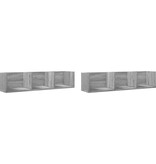 VidaXL Wandkasten 2 st 75x18x16,5 cm bewerkt hout grijs sonoma eiken