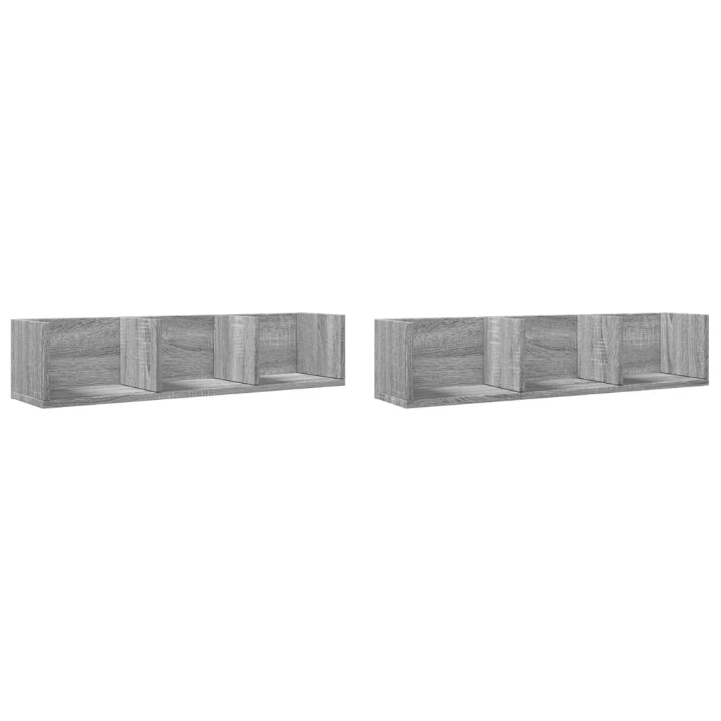VidaXL Wandkasten 2 st 75x18x16,5 cm bewerkt hout grijs sonoma eiken