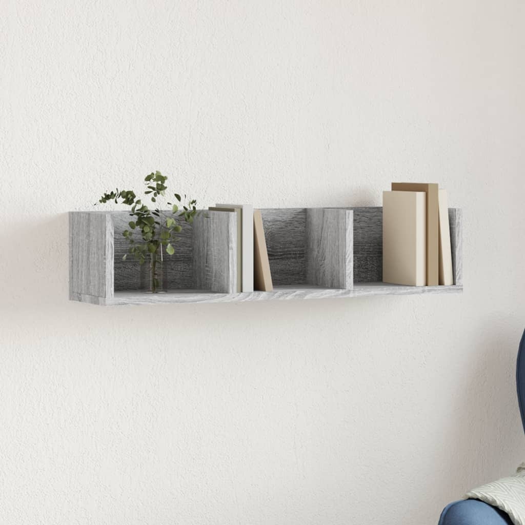 VidaXL Wandkast 75x18x16,5 cm bewerkt hout grijs sonoma eikenkleurig