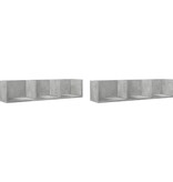 VidaXL Wandkasten 2 st 75x18x16,5 cm bewerkt hout betongrijs