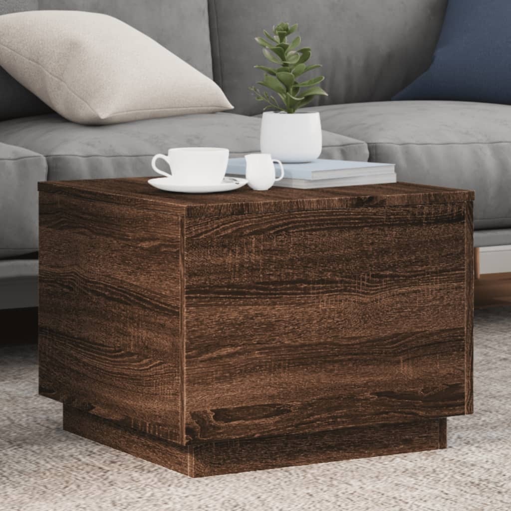 VidaXL Salontafel met LED-verlichting 50x50x40 cm bruin eikenkleur