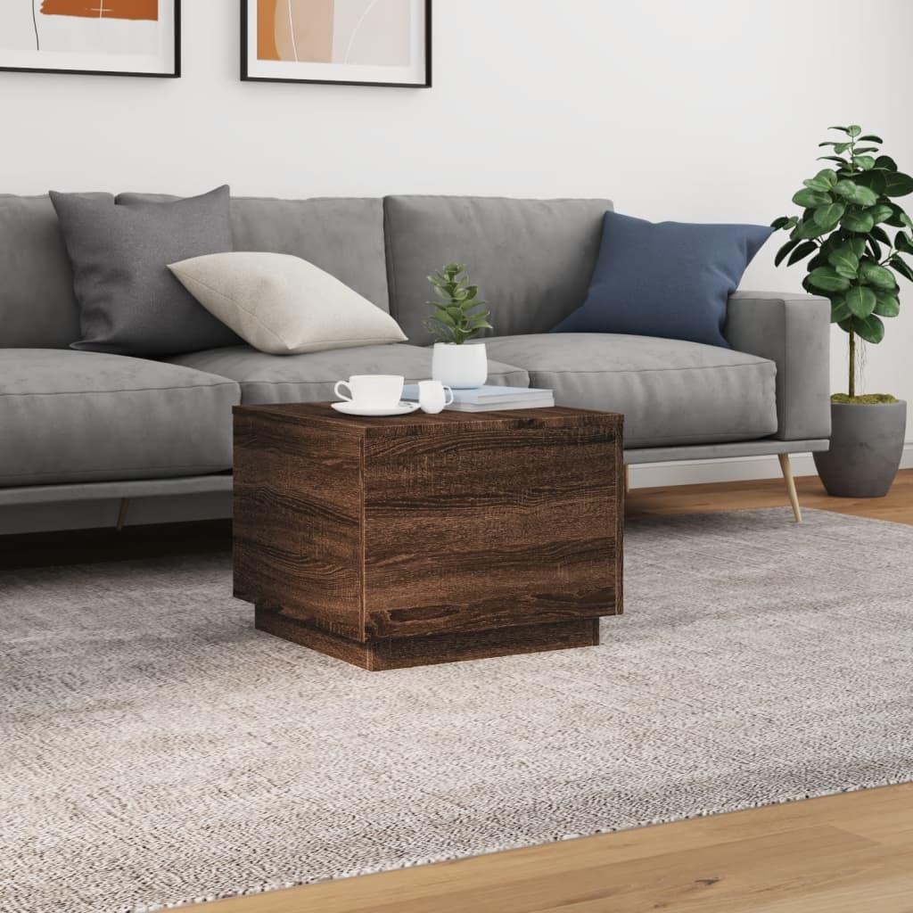 VidaXL Salontafel met LED-verlichting 50x50x40 cm bruin eikenkleur